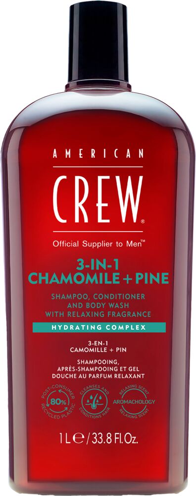 American Crew 3-in-1 Chamomile + Pine Shampoo, Conditioner & Body Wash