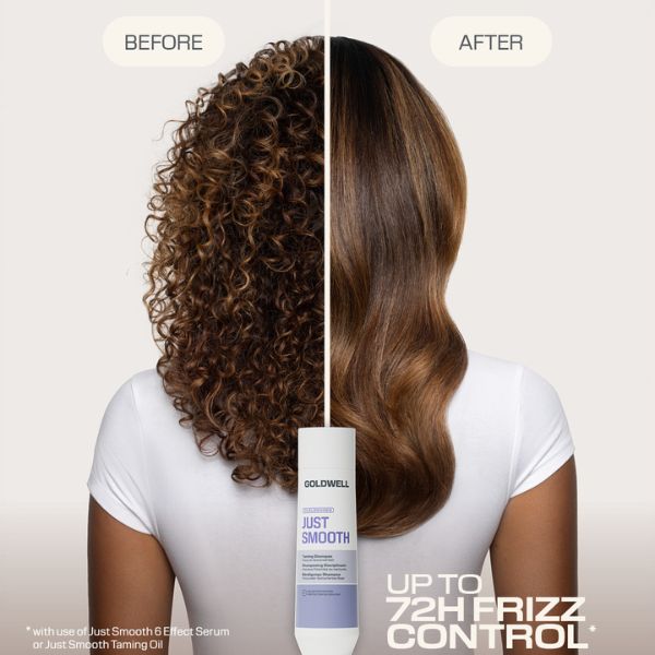 goldwell-dualsenses-just-smooth-taming-shampoo-vorher-nachher-lockiges-und-geglaettetes-haar-mit-frizz-control