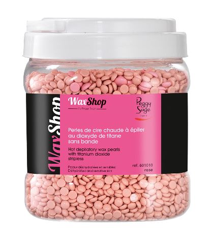32206577-peggy-sage-wachsperlen-ohne-vliesstreifen-1-kg-rose-fuer-sensible-haut-dose-transparent-etikett-raende-in-schwarz-in-der-mitte-pink-logo-text