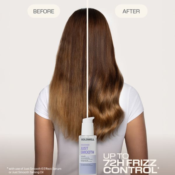 goldwell-dualsenses-just-smooth-taming-oil-vorher-nachher-braunes-haar-mit-geglaettetem-haarbild