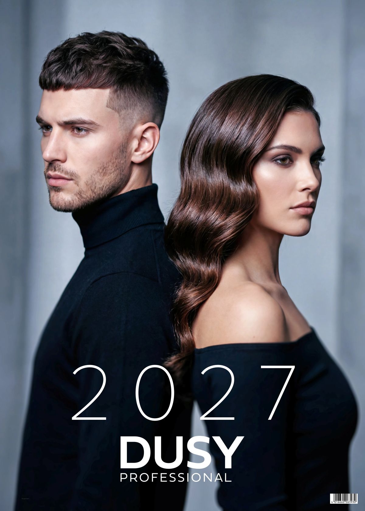 dusy-professional-wandkalender-2027-mit-mann-und-kurzem-fade-haarschnitt-sowie-frau-mit-langen-braunen-wellen