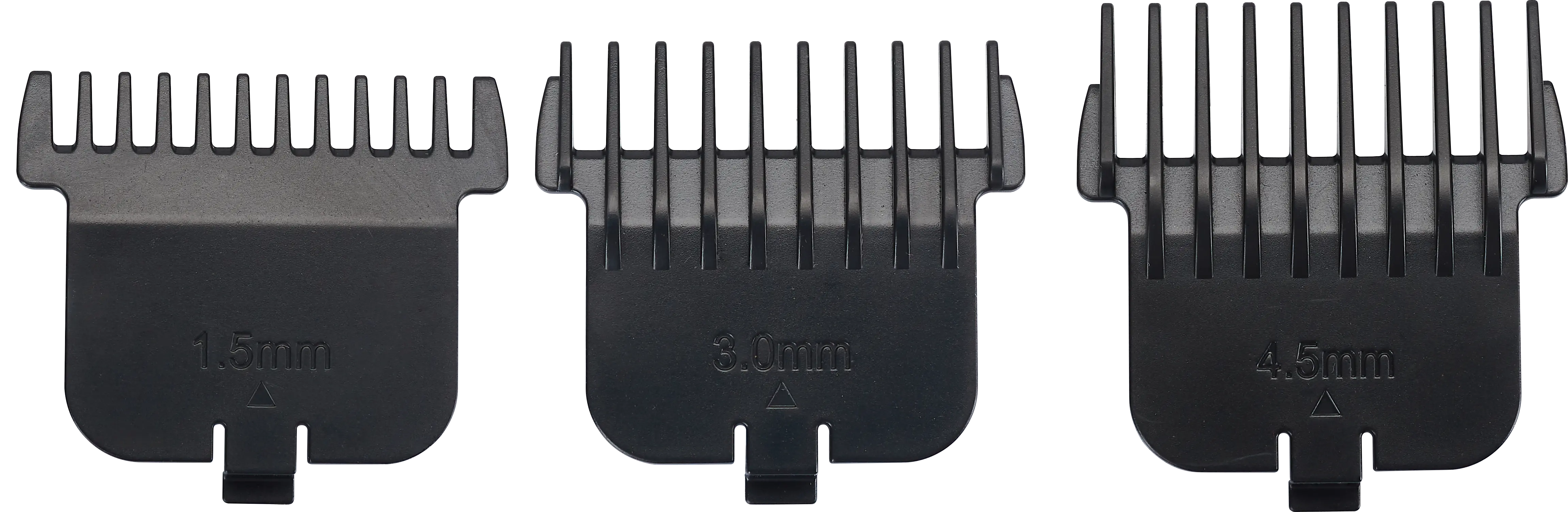 drei-schwarze-efalock-bladecore-trimmer-aufsteckkaemme-in-verschiedenen-schnittlaengen-1,5mm-3mm-4,5mm