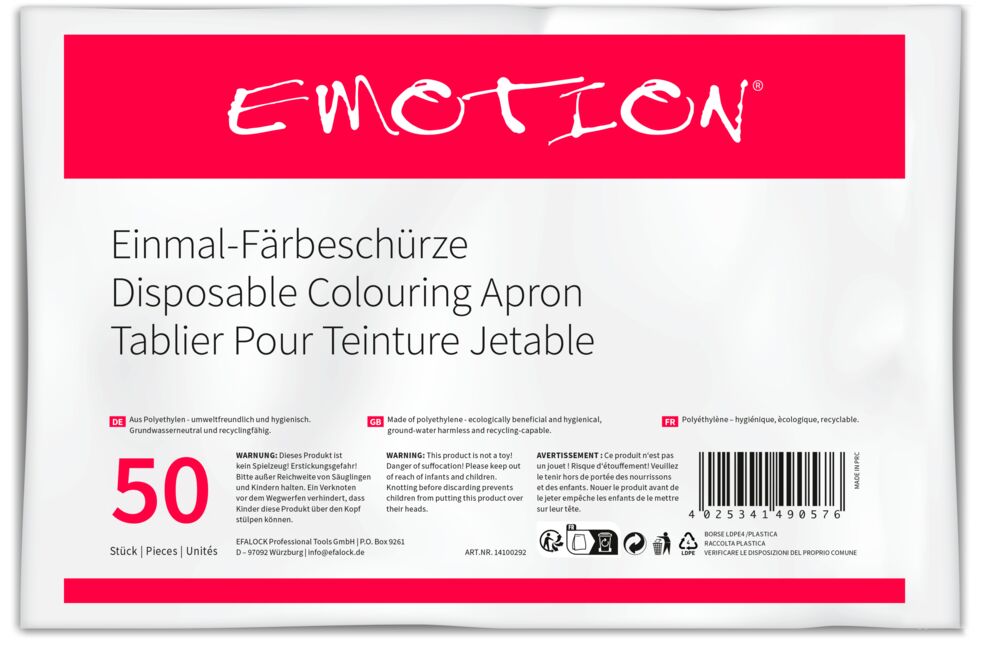 Efalock Einmal-Färbeschürzen 50 Sück aus Polyethylen Efalock Einmal-Färbeschürzen 50 Sück aus Polyethylen