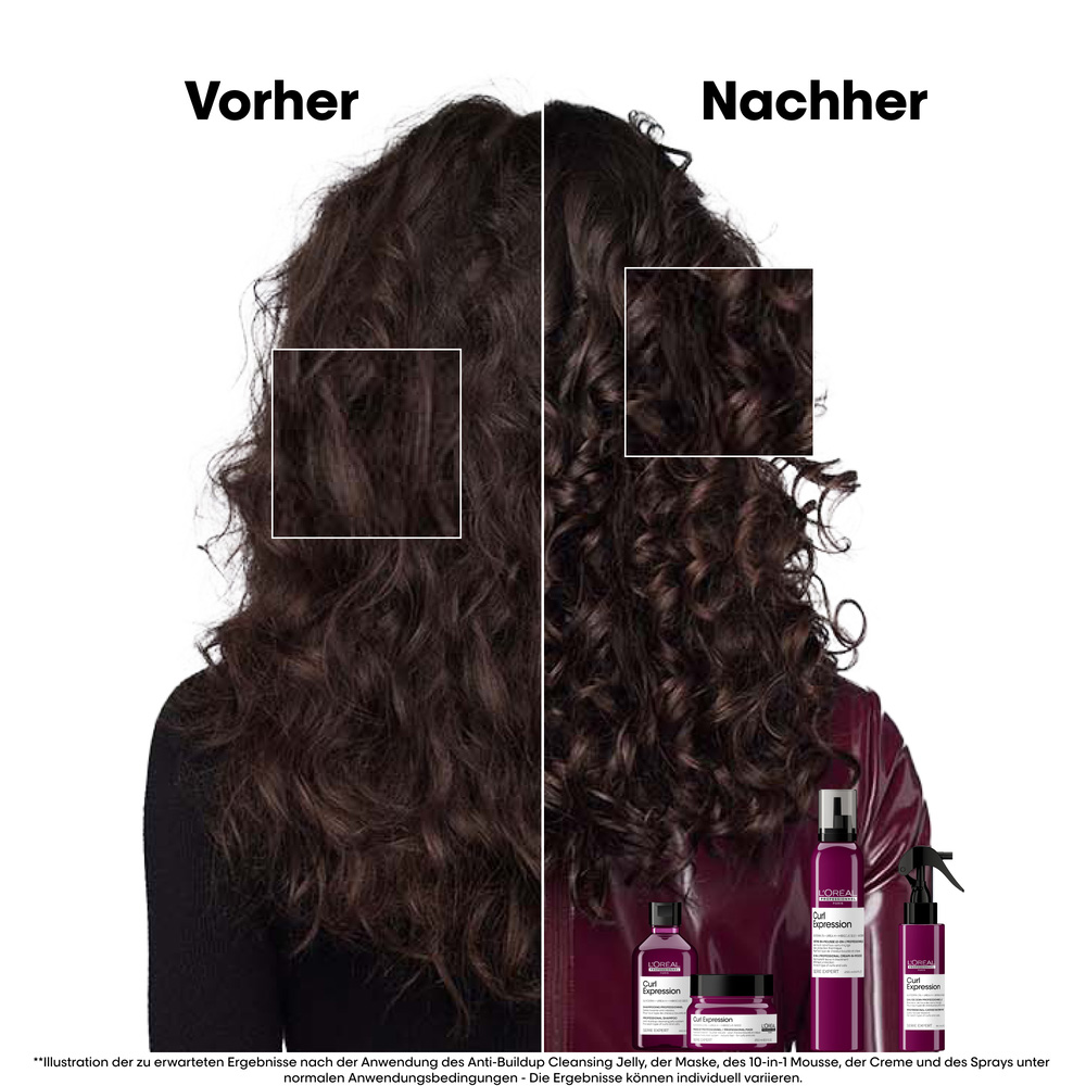 loreal-serie-expert-curl-expression-haarpflege-fuer-lockiges-haar-vorher-nachher-modell-mit-dunkelbraunen-locken-und-produkten