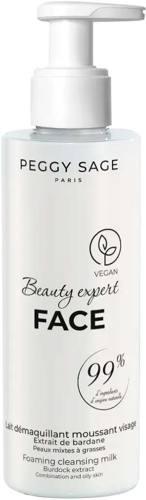 Peggy Sage Beauty Expert Face Reinigungsschaum für das Gesicht in weißer Pumpflasche mit veganem Logo