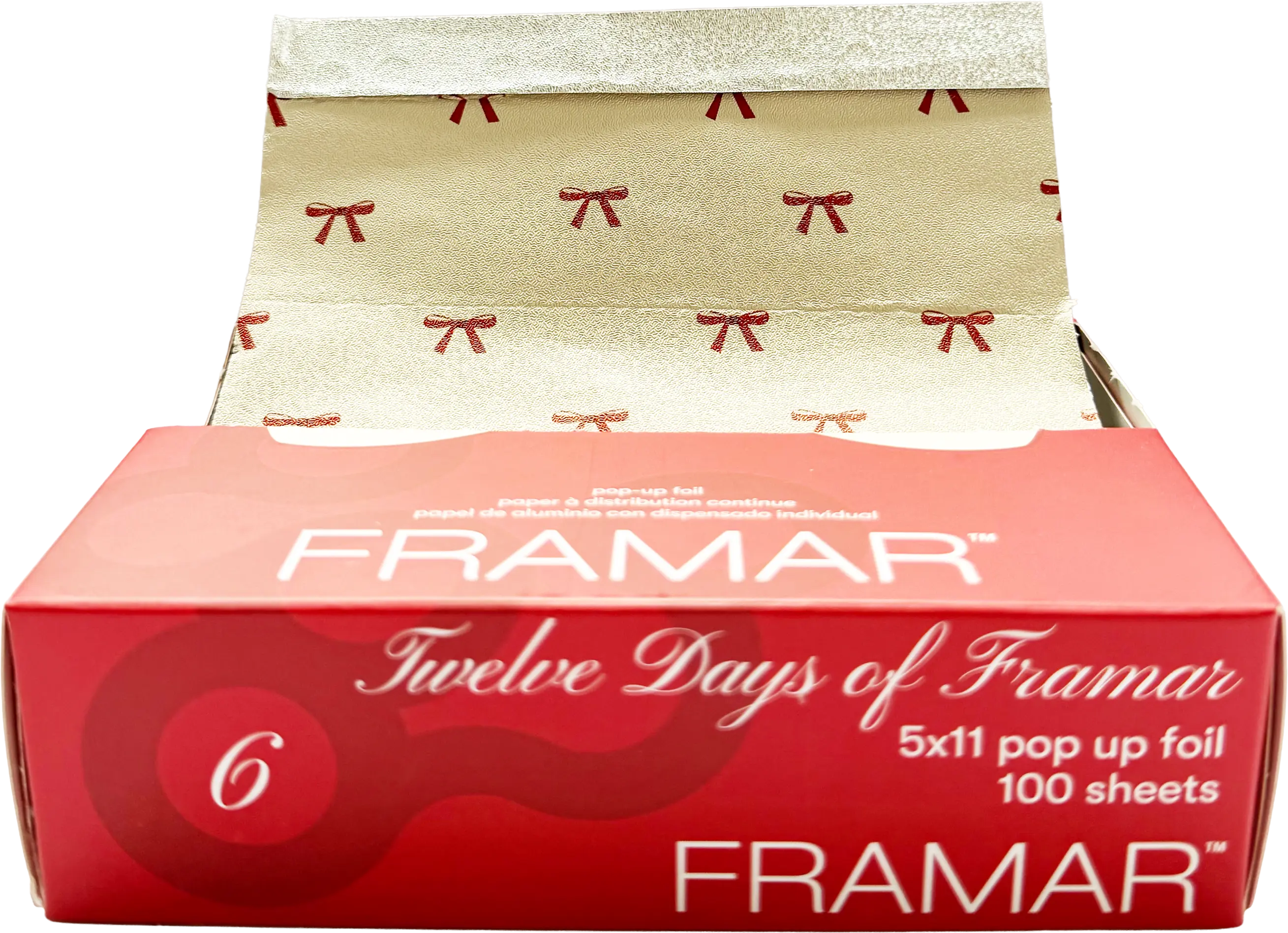 framar-merry-bows-straehnenfolie-mit-kleinen-roten-schleifen-auf-hellem-grund