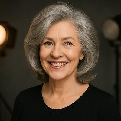 Modell mit grauen Haaren - Haarpflege mit GREYlosophy (KI)