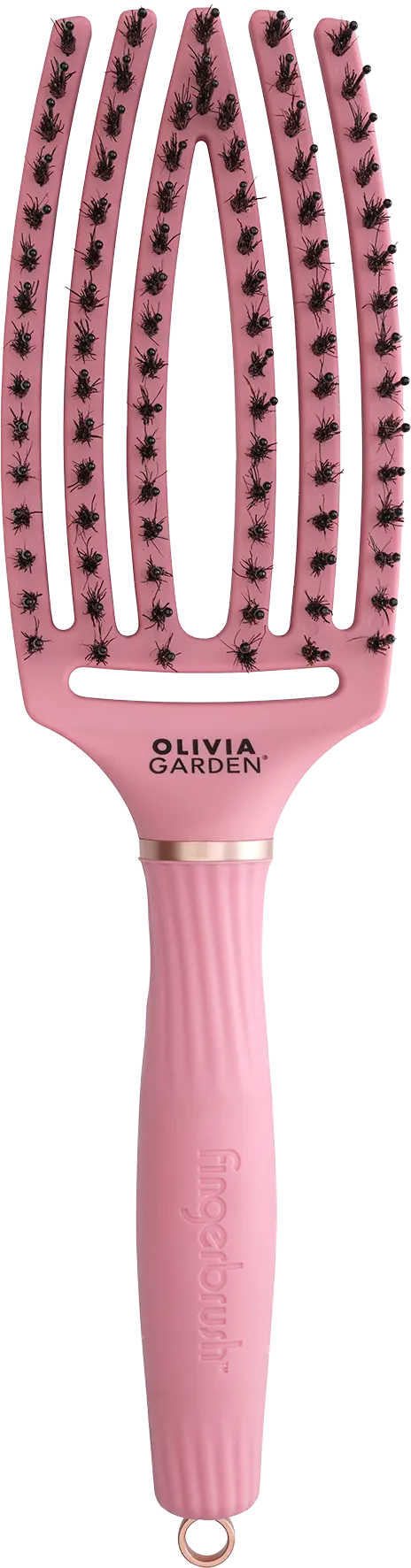 Olivia Garden Fingerbrush Hair Reader Haarbuerste in Rosa mit offenem Buerstenkopf und schwarzen Borsten
