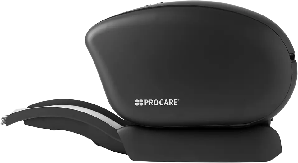 schwarzer-procare-24-7-air-alufolien-spender-mit-ausgeklappter-ablage-in-seitenansicht