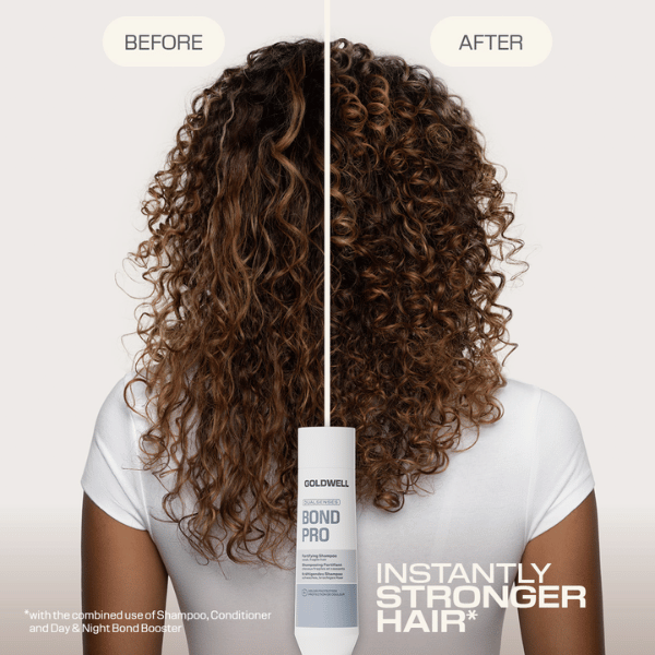 lockiges-haar-vorher-und-gepflegtes-definiertes-haar-nachher-mit-goldwell-dualsenses-bond-pro-shampoo