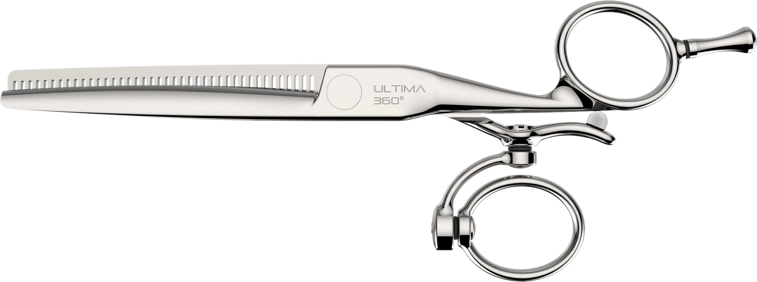 aristo-ultima-360-grad-modellierschere-silber-mit-gezahnter-schneide-und-drehbarem-fingerring-einzelansicht