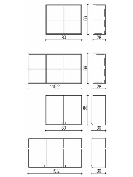 Hängeschrank 120 cm mit 3 Türen