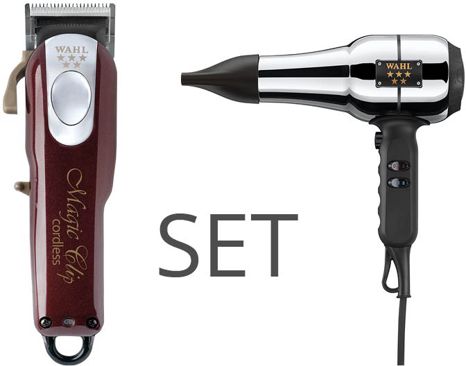 Wahl Haarschneidemaschine Magic Clip Cordless rot + Barber Dryer