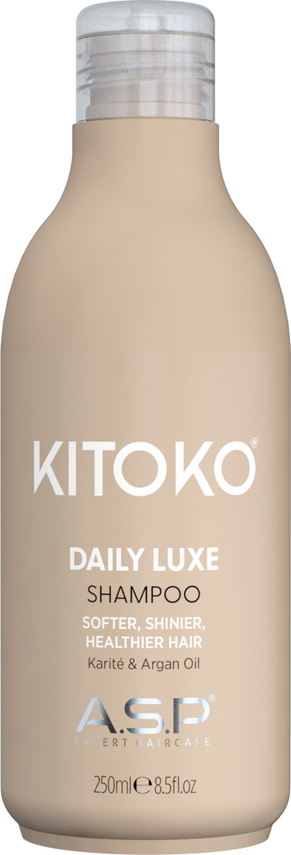kitoko-daily-luxe-shampoo-250ml-in-beiger-flasche-mit-klarem-deckel-fuer-alle-haartypen