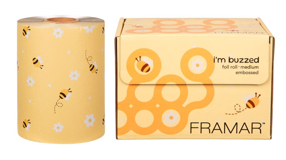framar-straehnenfolie-i-am-buzzed-rolle-97-meter-inklusive-klinge-mit-bienchen-design-und-blumen