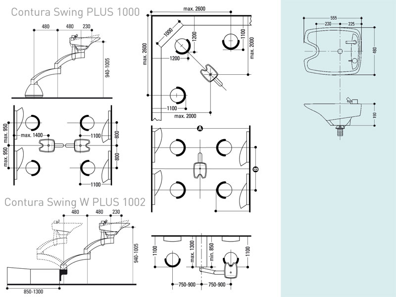 Contura Swing PLUS Waschsäule mit Wandanschluss