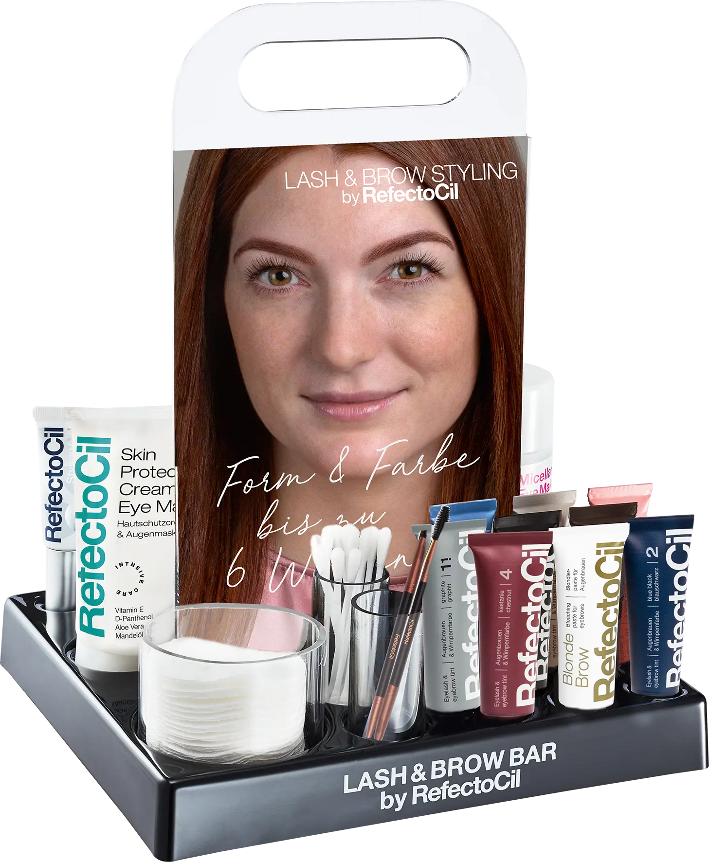 20005494 RefectoCil Lash & Brow Bar Verkaufsdisplay mit Augenbrauenfarben Wimpernfarben Hautschutzcreme Zubehör und Werbeaufsteller