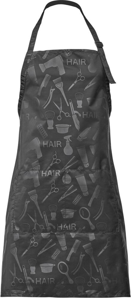 14102607_efalock_faerbeschuerze_aus_polyester_mit_pu_beschichtung_schwarz_und_muster_mit_friseurwerkzeugen_farbrecht_wasserdicht_mit_verstellbares_bindenband_am_taille_und_nacken_und_2_taschen_stopperka